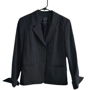 INC International Concepts Black Striped Classic Blazer Jacket Size 6 EUC #7982